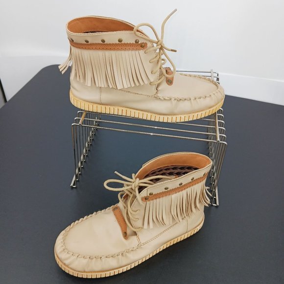 CODE WEST CRAE CRAE WOMENS BEIGE MOCASSIN SLIPPER BOOTIES SIZE 10M - Picture 6 of 12